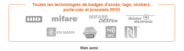 Alle Technologien für RFID-Zugangsausweise, Tags, Sticker, Schlüsselanhänger und Armbänder