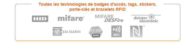 Alle Technologien für RFID-Zugangsausweise, Tags, Sticker, Schlüsselanhänger und Armbänder